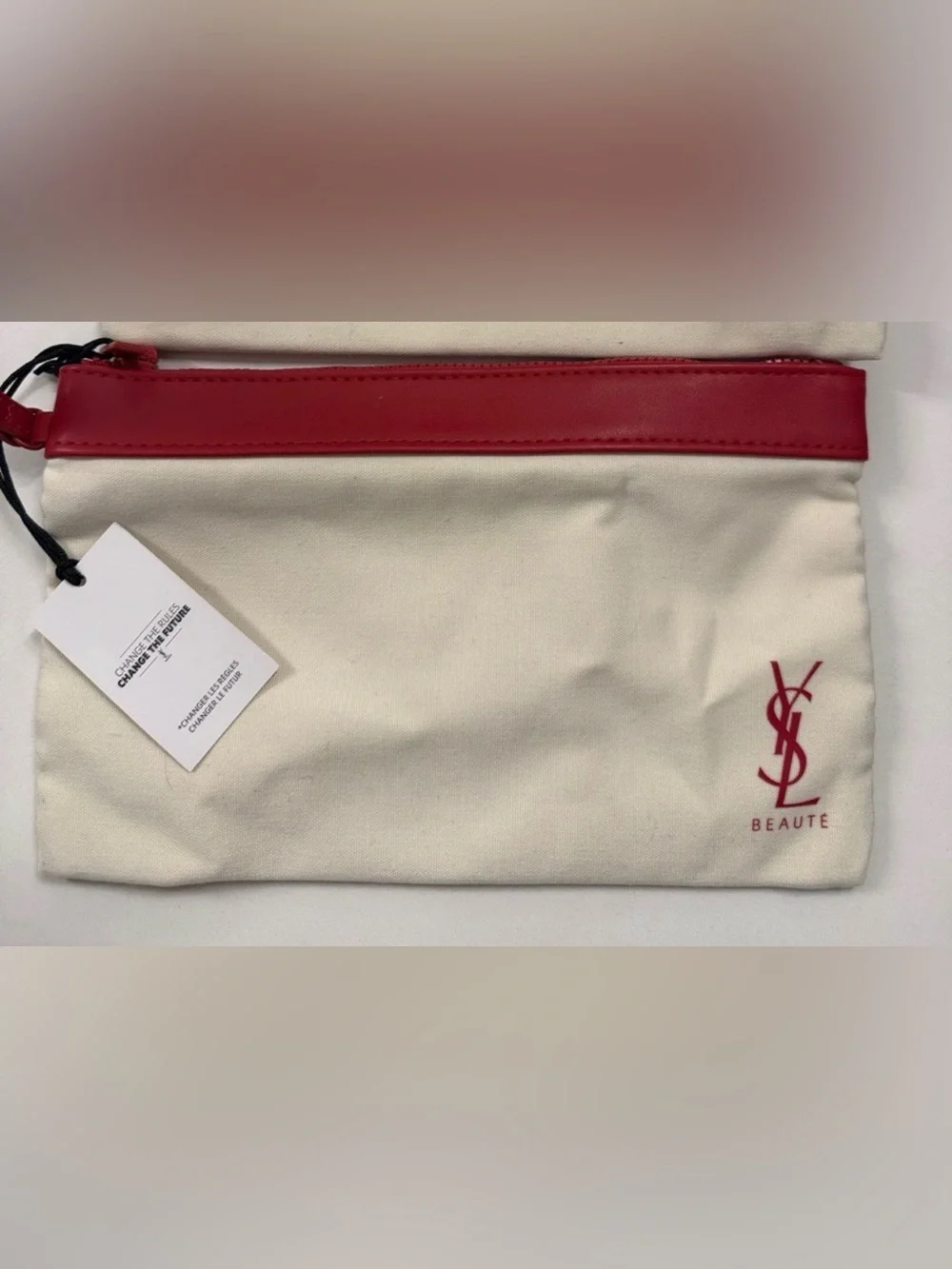 YSL Beaute✨🤍❤️GWP Cream and Red Cosmetic Pouch